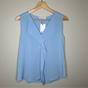 CALVIN KLEIN Light Blue Sleeveless V-Neck Blouse S NWT
